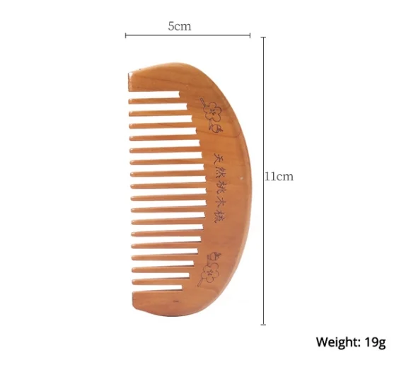 13Styles Natural Peach Wood Comb Anti-Static Handcrafted Fine Tooth Comb Massage Head Classic Comb Hair Styling Hair Care Tool