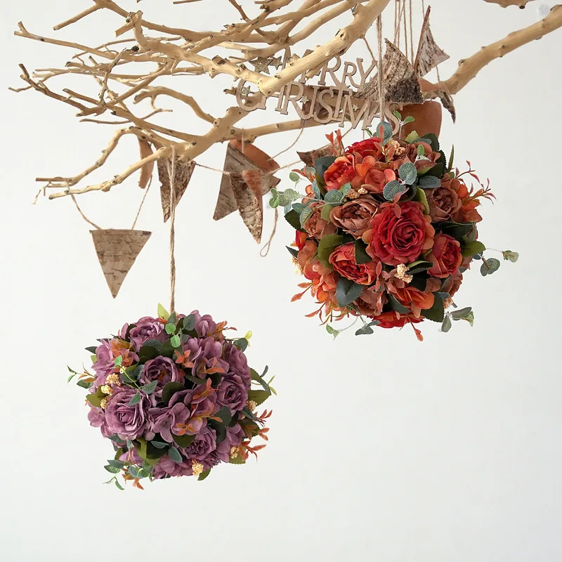 Cross-Border New Simulation Hydrangea Peony Flower Ball Indoor Outdoor Wedding Decorations Shopping Mall Photography Fake Silk