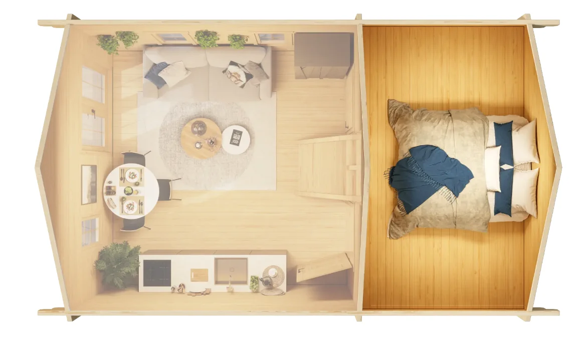 26m² Wooden House Easy  Tiny Homes Ready to Ship Garden House