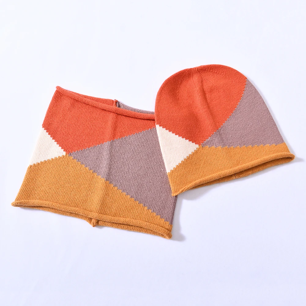 High Quality Wholesale Beanie Scarf Two Pieces Set Luxury Plain Women Warm Cashmere Wool Knitted Winter Hat Scarf Beanies Set