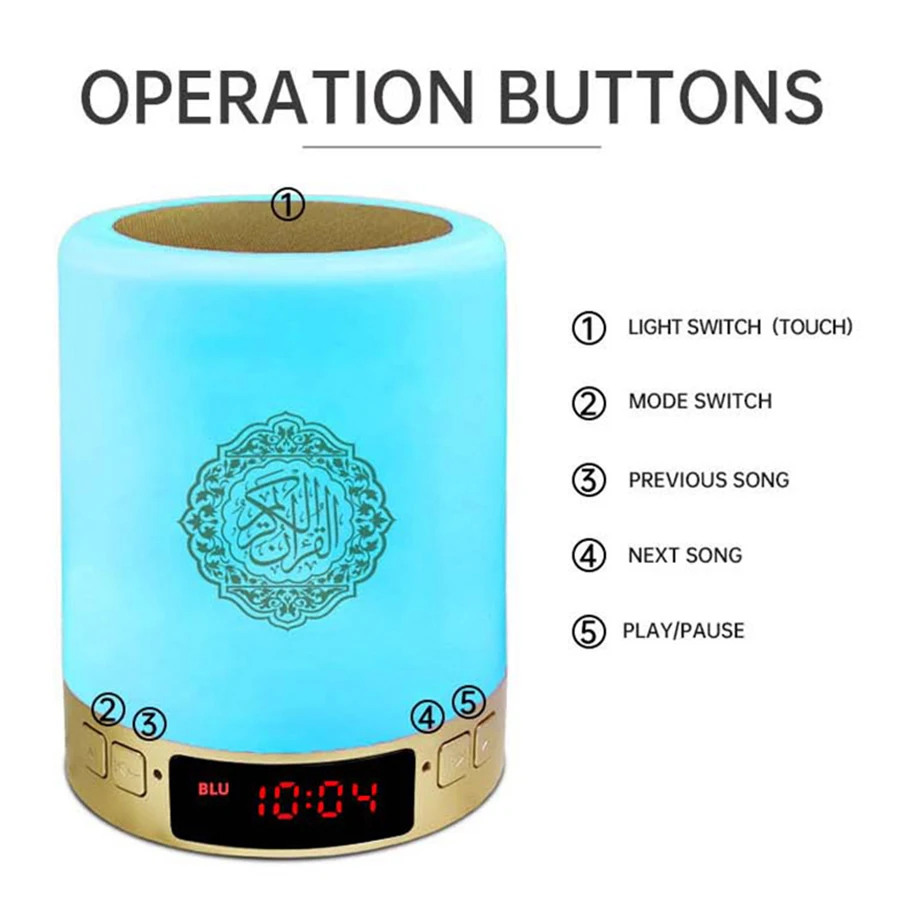 Quran Player With Display Led Touch Quran Light Clock Quran Speaker