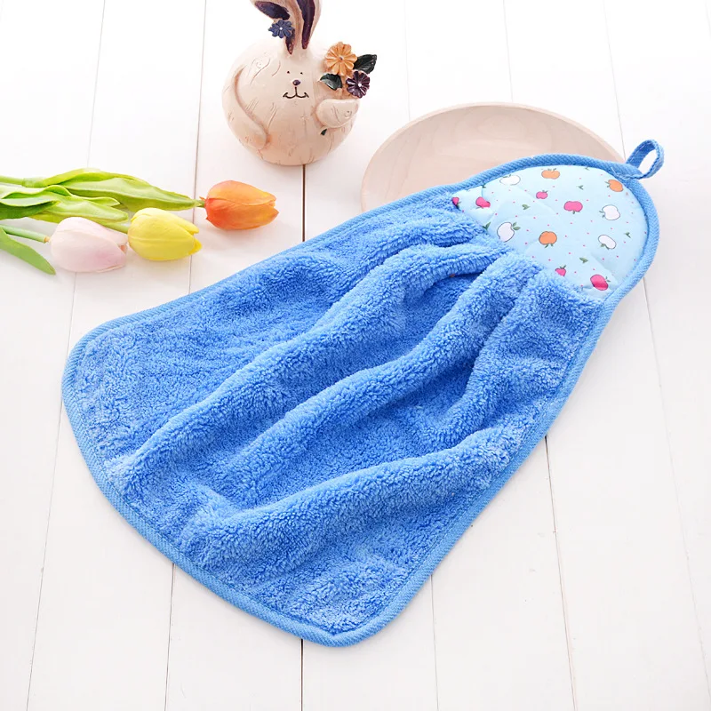 Wholesale Super Soft High Absorbent Microfiber Hanging Coral Fleece Cartoon Hand Towel