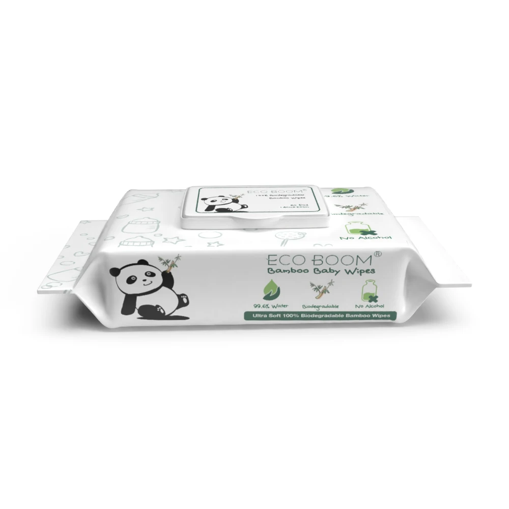 ECO BOOM Wholesale Baby Natural Wet Facial Biodegradable Flushable Toilet Cleaning Wipes