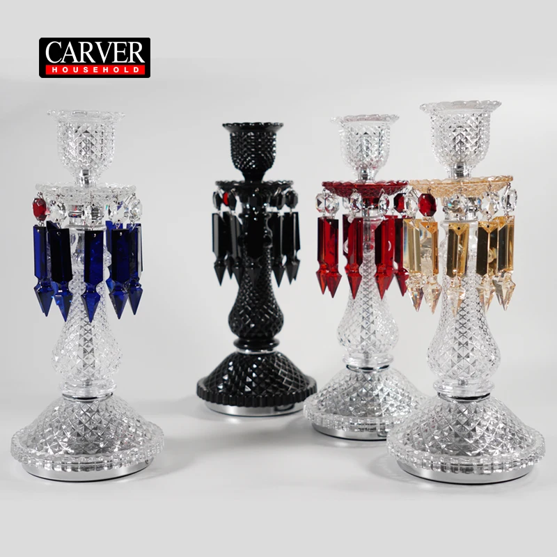 Blue Candlestick Wedding decoration candelabra table crystal centerpieces