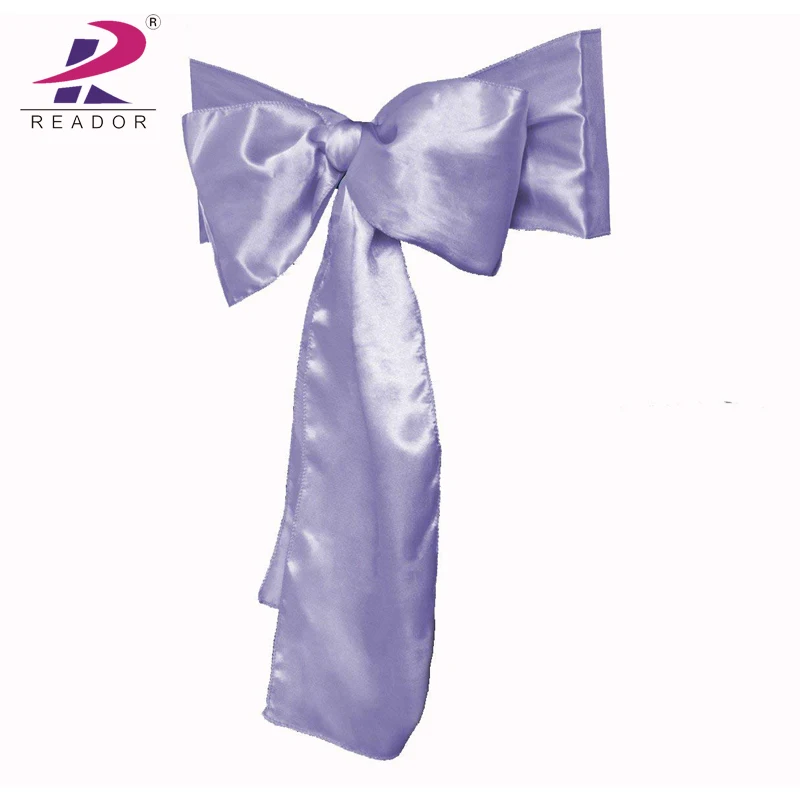 Reador Wholesale Home Textiles Wedding Banquet Satin Chair Sashes for Chair Cover Self Tied Bows