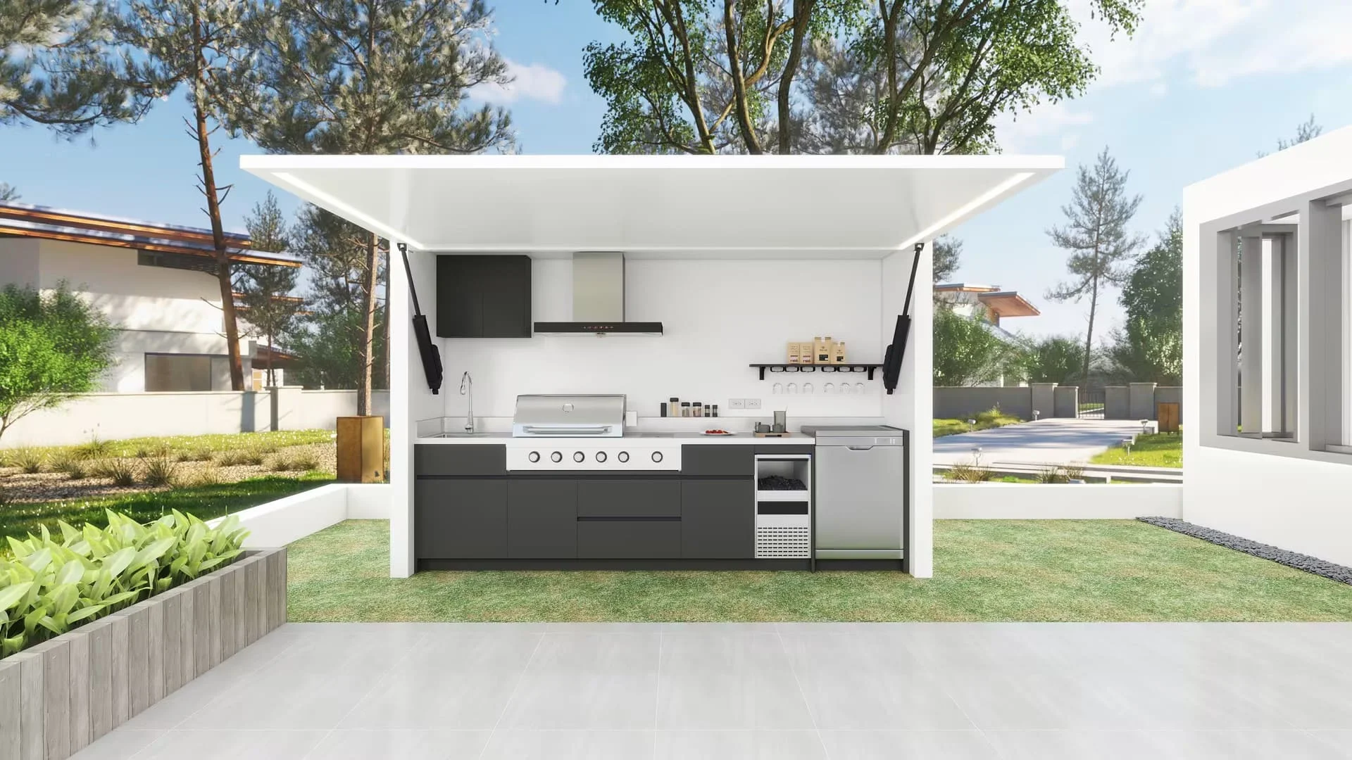 Custom modular complete outdoor garden kitchen cabinets with sink 304 stainless steel Bbq Outdoor Grill Kitchen