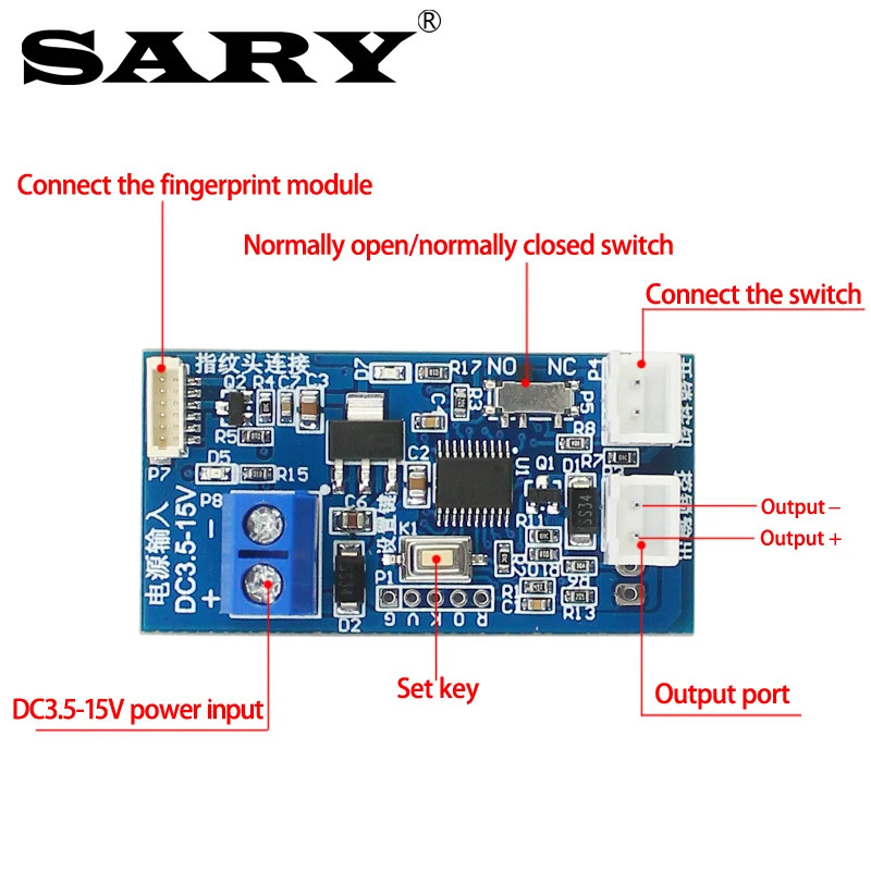 SARY fingerprint access control Relay board DC12V verification module DC5V electric lock