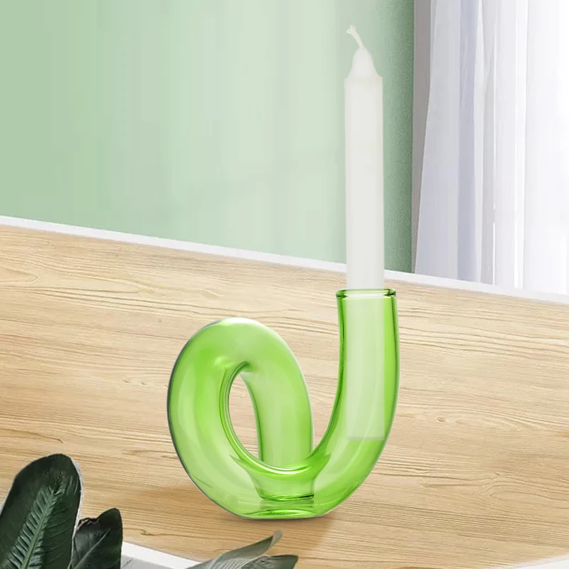 New Glass Candle Holders Candlestick Holder Multi Use Creative Glass Flower Vase for Home Decor