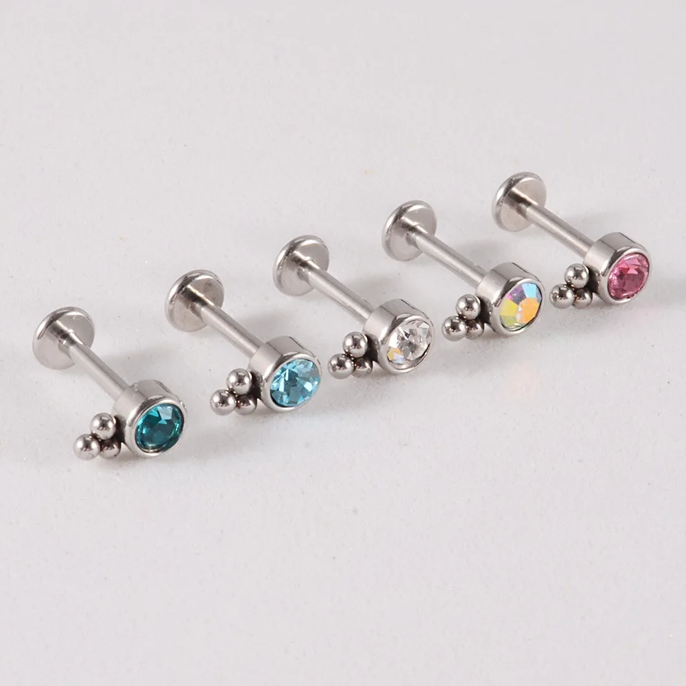 YW 1.2mm Titanium Ear Tragus Helix Cartilage Piercing Surgical Steel Flat Studs Lip Stud Earrings for Women Labret Jewelry