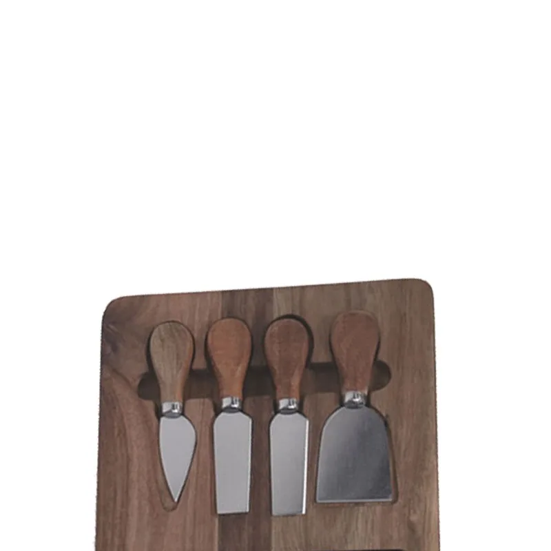 Gourmaid Acacia Wood Marble Blank Cheese Butter Cutting Board And Knife Set