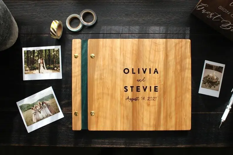 wholesale original bamboo wood wedding reception guest gift book