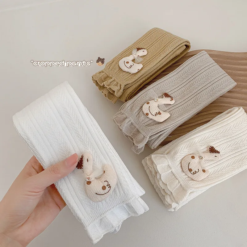 New Style Spring New Style Korean Sweet Ruffle Princess Pants Soft Cotton Funny Cartoon Goose Dolls Kids Girls Leggings