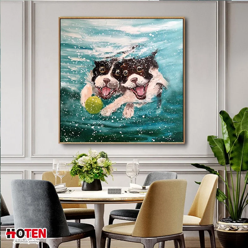 pet abstract impressionist animal handpainted dog heavy texture customization knife oil painting