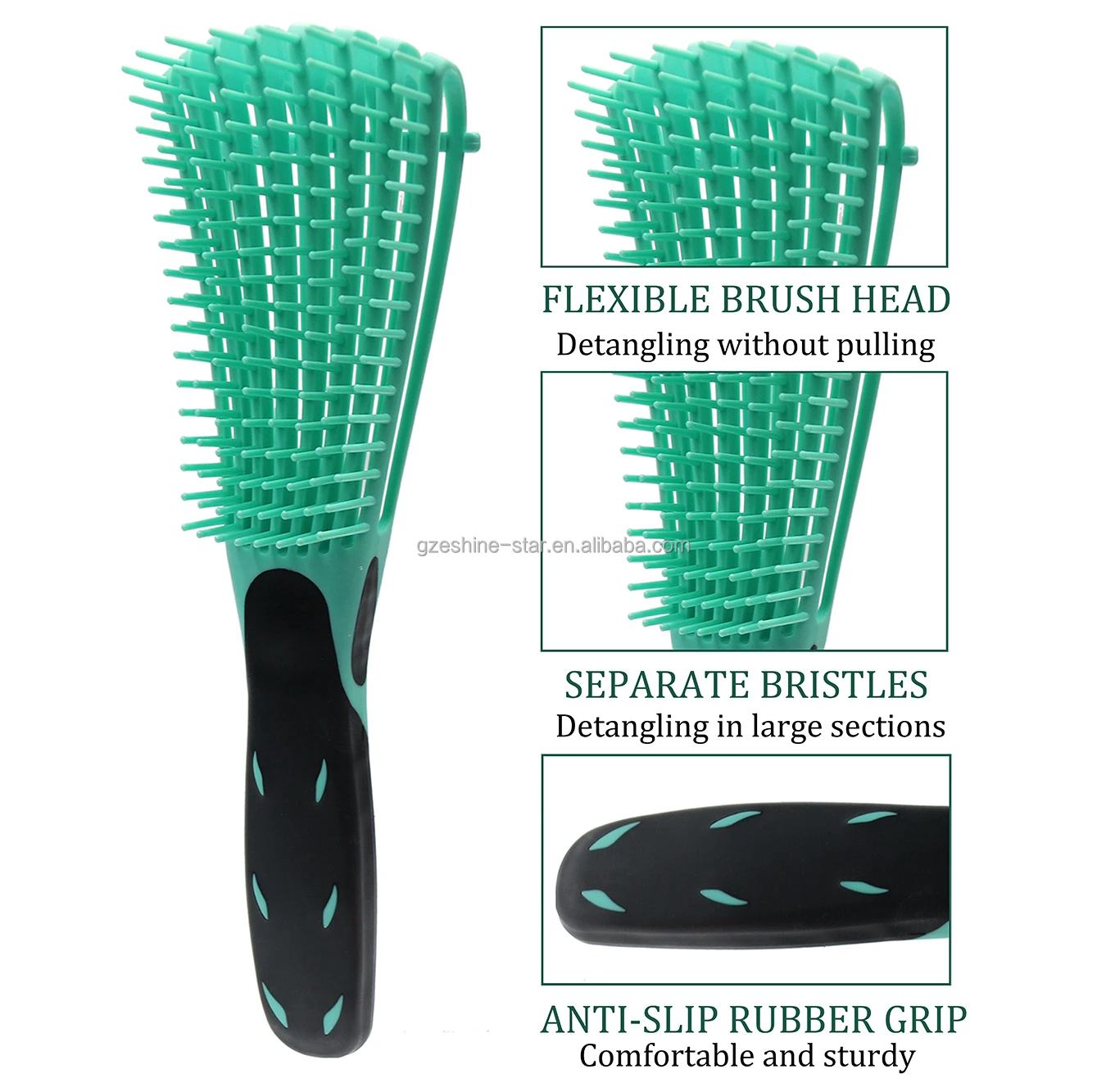 Private Logo Rubber Handle Flexible Blow-dry Wave Detangling Hair Brush For Natural Hair
