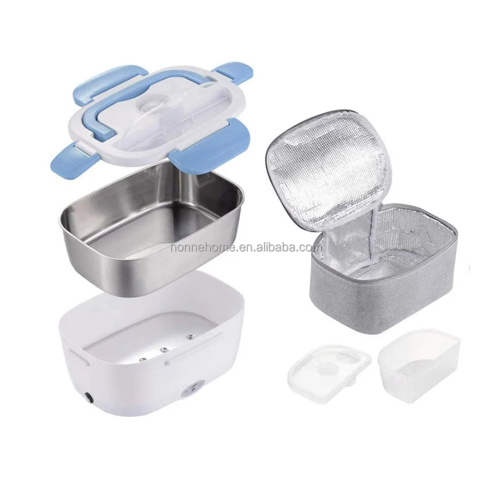 Electric Lunch Box 2 in 1 Portable Food Warmer for Car, Home and Work  Removable Stainless Steel Heater Container