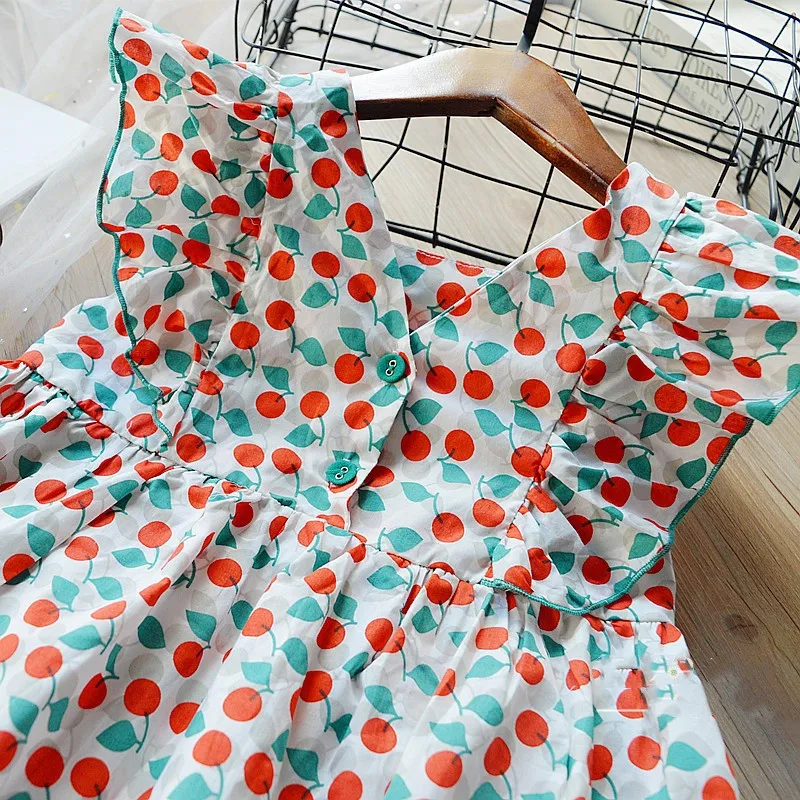 Foreign Trade Wholesale Children Girls Summer New Children Girl Floral Short Sleeve Cute Dress