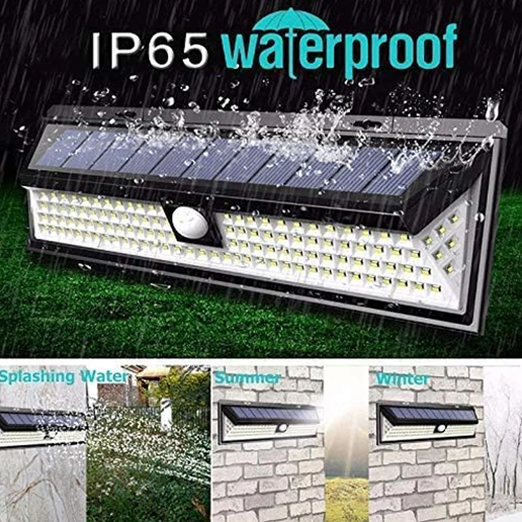 3 Light ModesOutdoor Solar Light Solar Wall Lamp with Motion Sensor 118 LED Solar Lamp with Remote Control