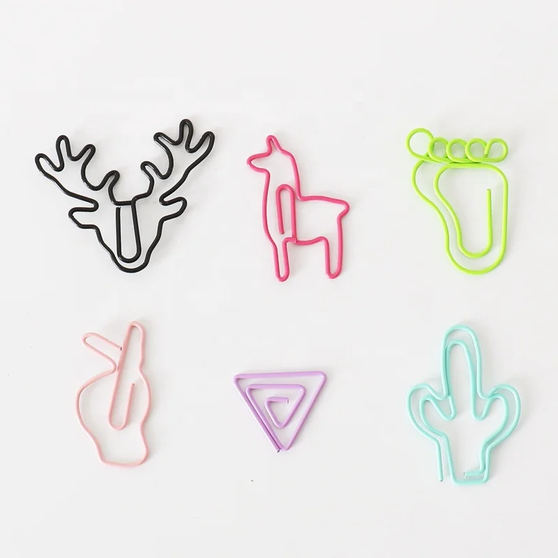 Симпатичные разные виды зажимов для бумаги, офисные плоские зажимы для бумаги, Заказные формы для бумаги