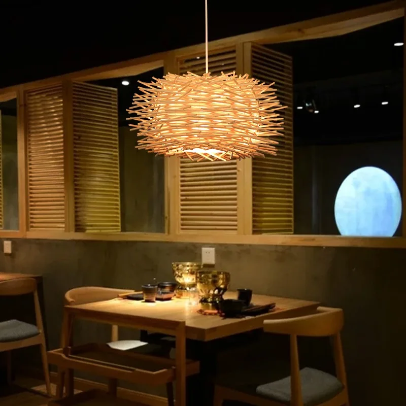 Ali  hot sale Nice quality luxury vintage Handmade Natural Woven wooden chandeliers