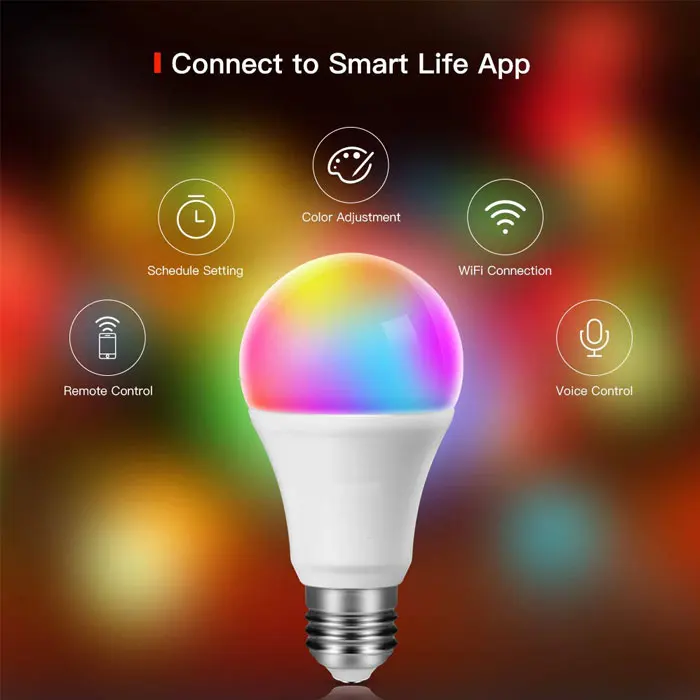 Tuya Smart Life Dimmable RGB Light Lamp Wifi Smart LED Light Bulb