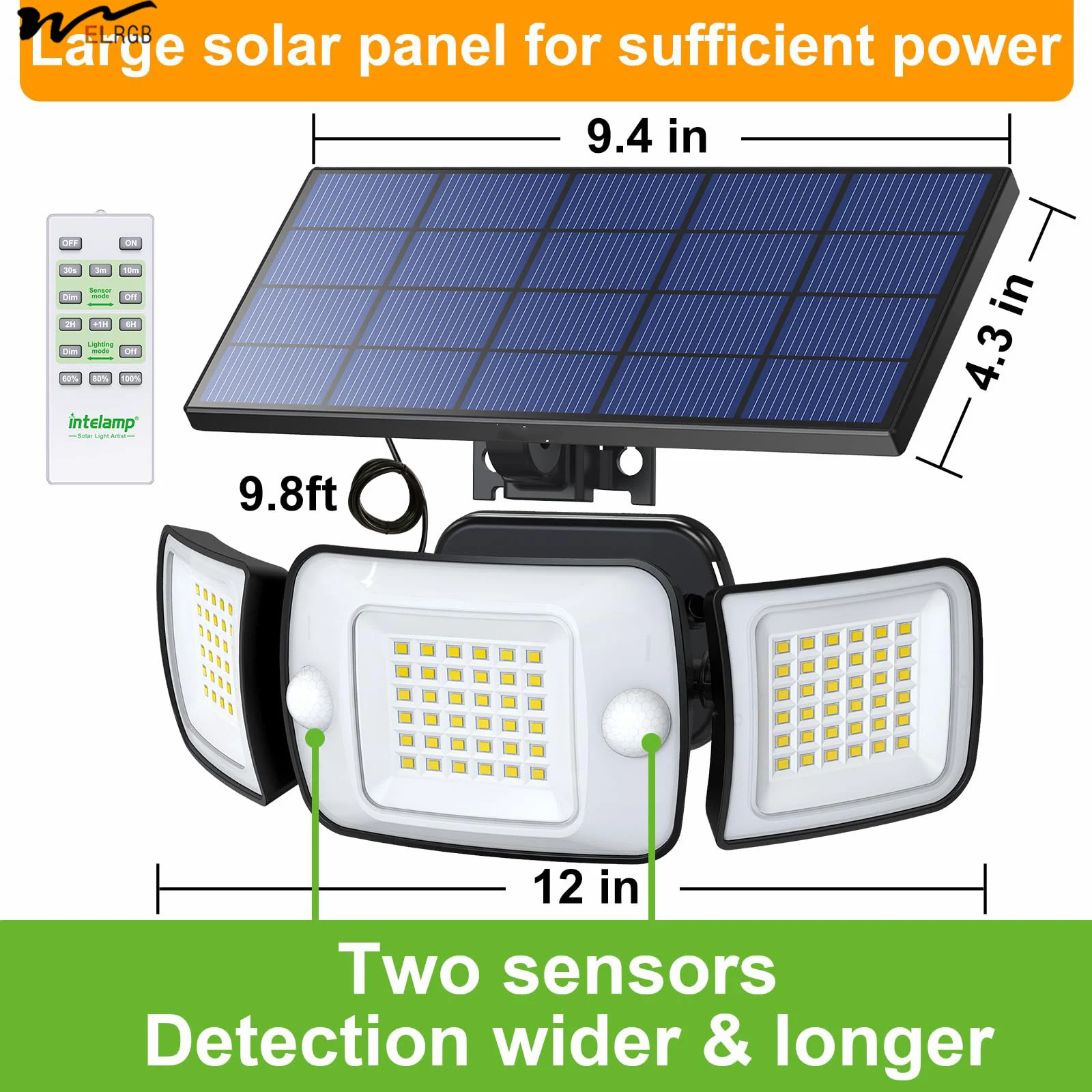 Solar Lights Outdoor 3 Head Solar Motion Sensor Lights for Outside, IP65 Waterproof Security Flood Lights Outdoor Lamp