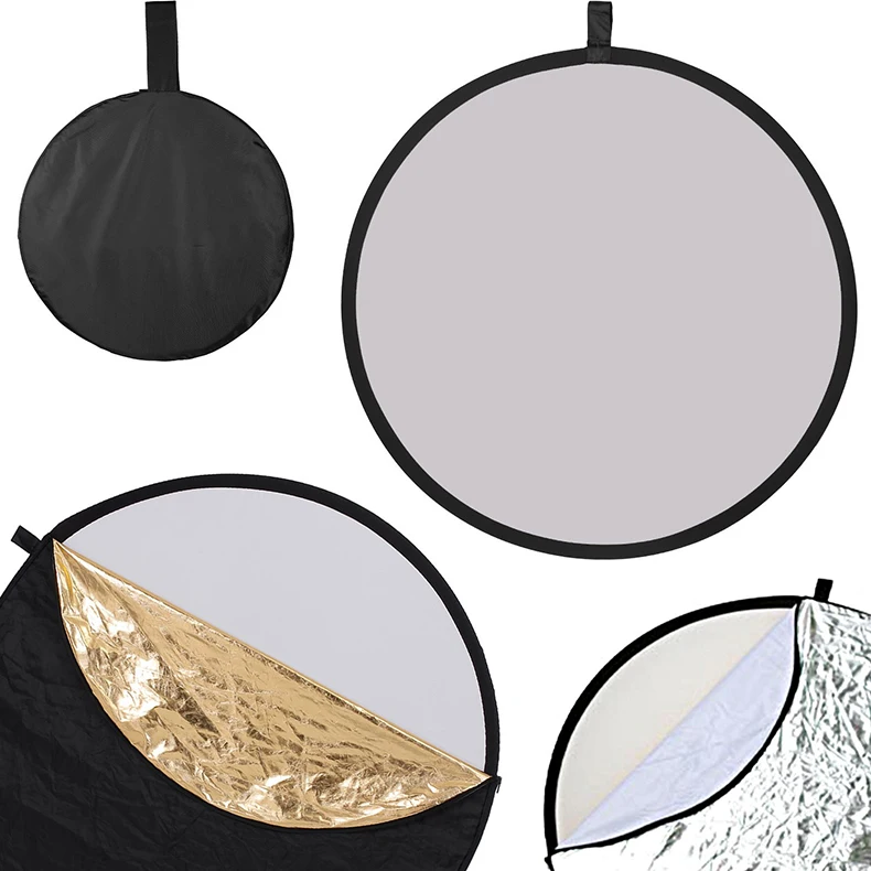 60cm/80cm/110cm 5 in 1 Silver Gold Portable Collapsible Light Round Photography Photo Reflector for Studio