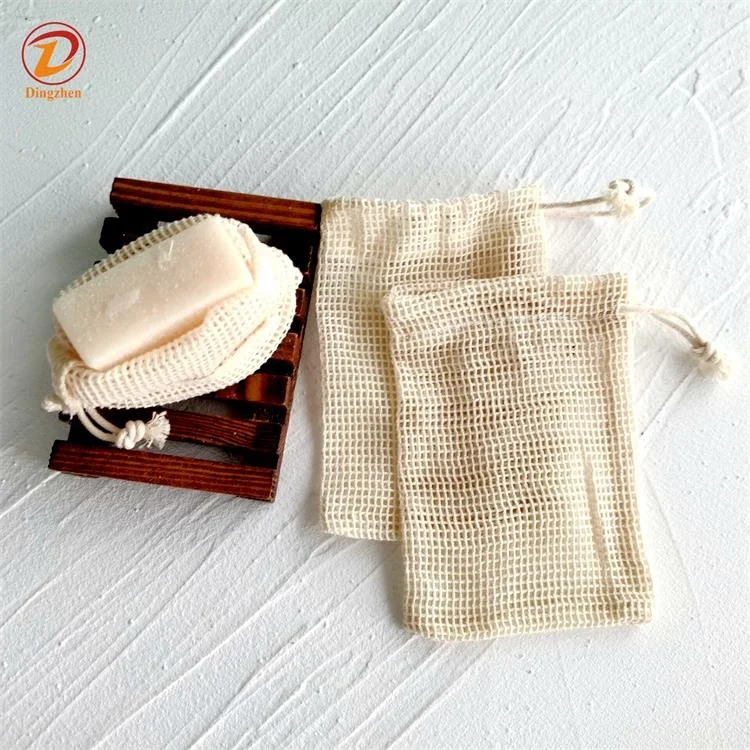 Custom any size Natural Cotton mesh bag eco friendly reusable toy storage packing bag