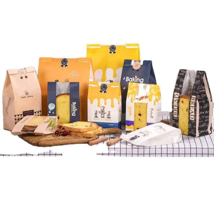 High Quality Manufacturers Wholesale Custom Kraft Paper Bags With Window Tin Tie Dessert Paper Bag Kraft Coffee Bag