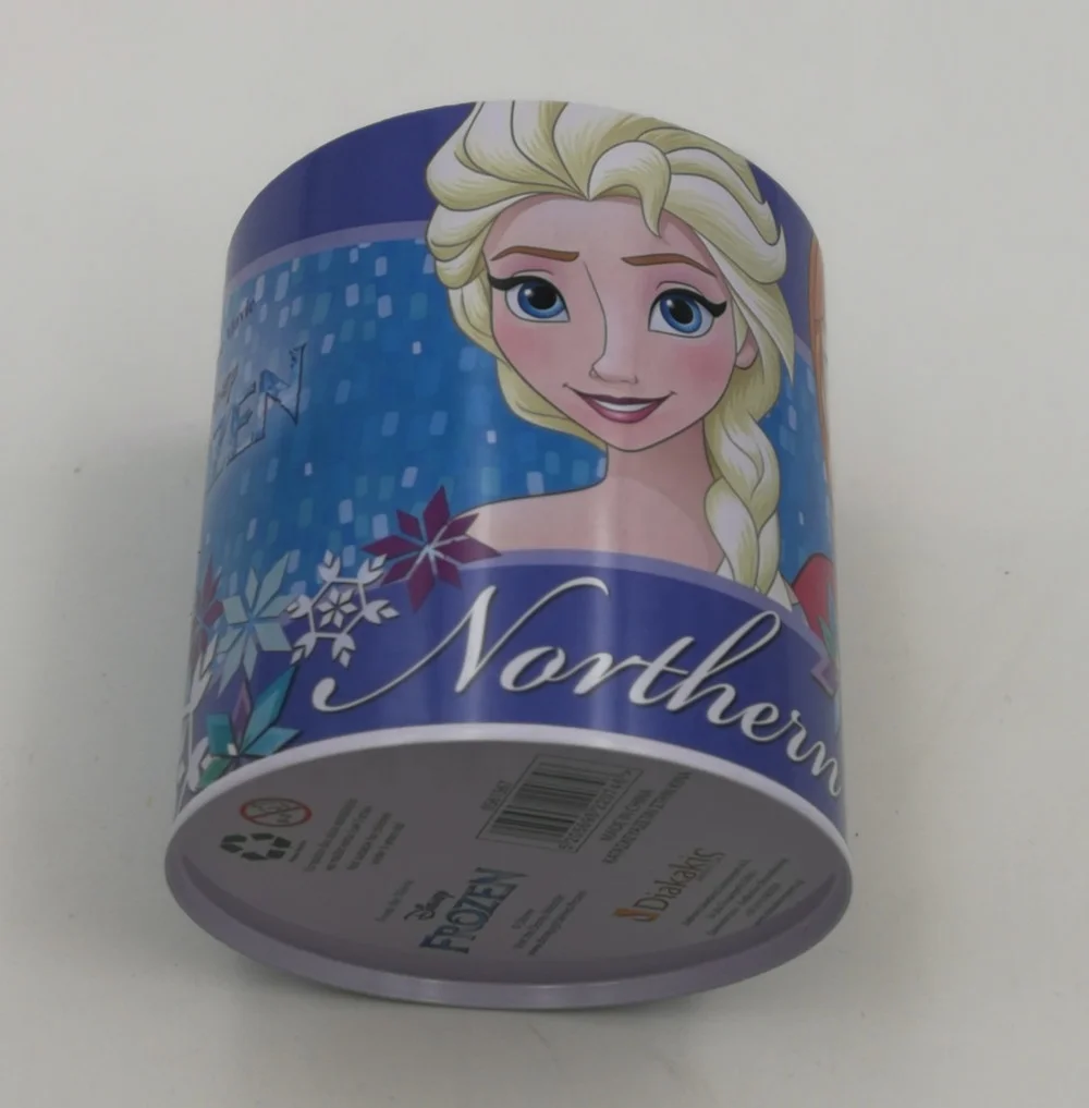 kids round  cartoon tin metal container pen holder tin metal pencil case metal tin pen container