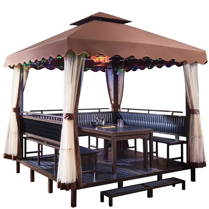 
China 3x3 outdoor metal garden pavilion luxury pavilion leisure BBQ 