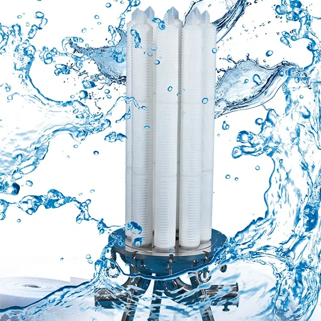 10' 0.1um Glass Fiber GF Membrane Pleated Filter Cartridge for Prefiltration of Fine Chemicals, Reagents, Inks and Paints