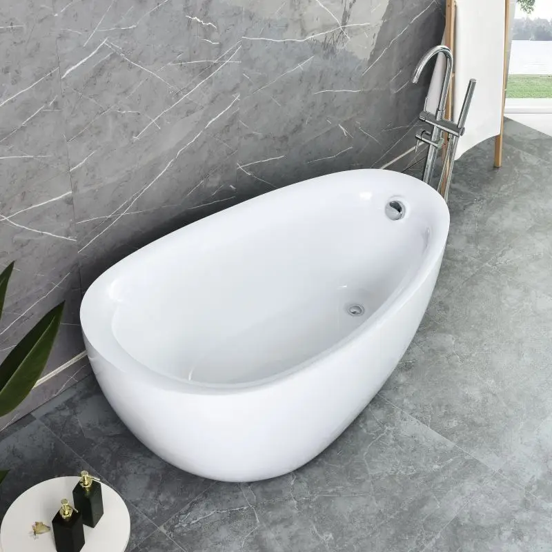 Modern European Design Rectangle Solid Surface Artificial Marble Stone Acrylic Freestanding Soaker Bathtub