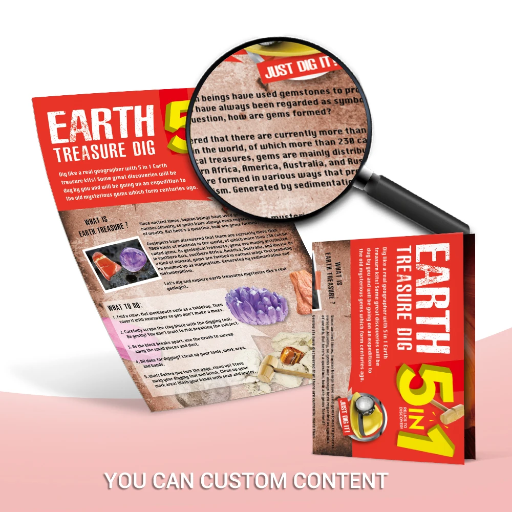 5 in 1 child gift boy and girl educational stem learning advantage toy set stone dig kit stone collection