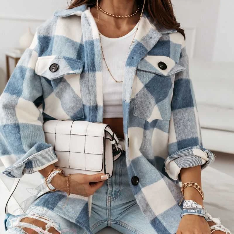 2023 spring jackets for women flannel jacket Plaid jackets women shacket womens flannel shirts