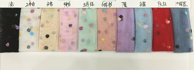 HG6678 Multi-color New Design Tulle Fabric With shimmer Faming Polka Dot  For Girl Dress