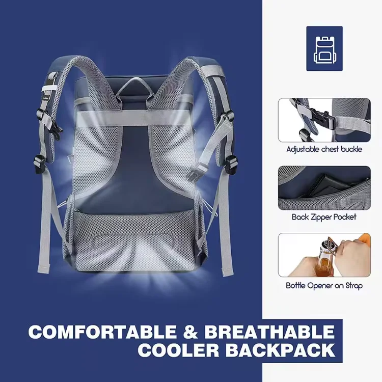 BSCI Custom Design Reusable Leakproof Soft Insulated Lunch Cooler Backpack Camping Beach Hiking Shopping Refrigerated Storage