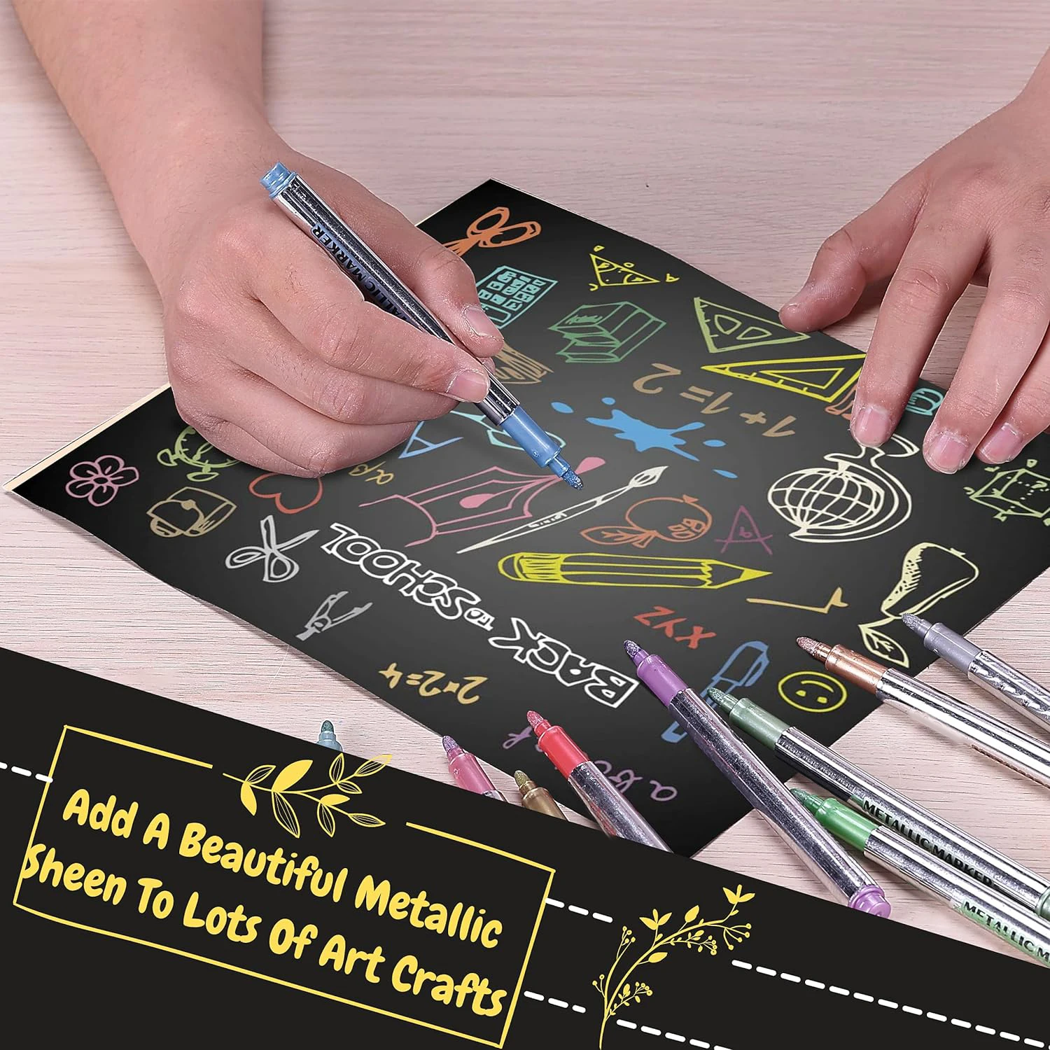 Wholesale Glitter Metallic  Art Markers For Black Paper Marker Pen Set