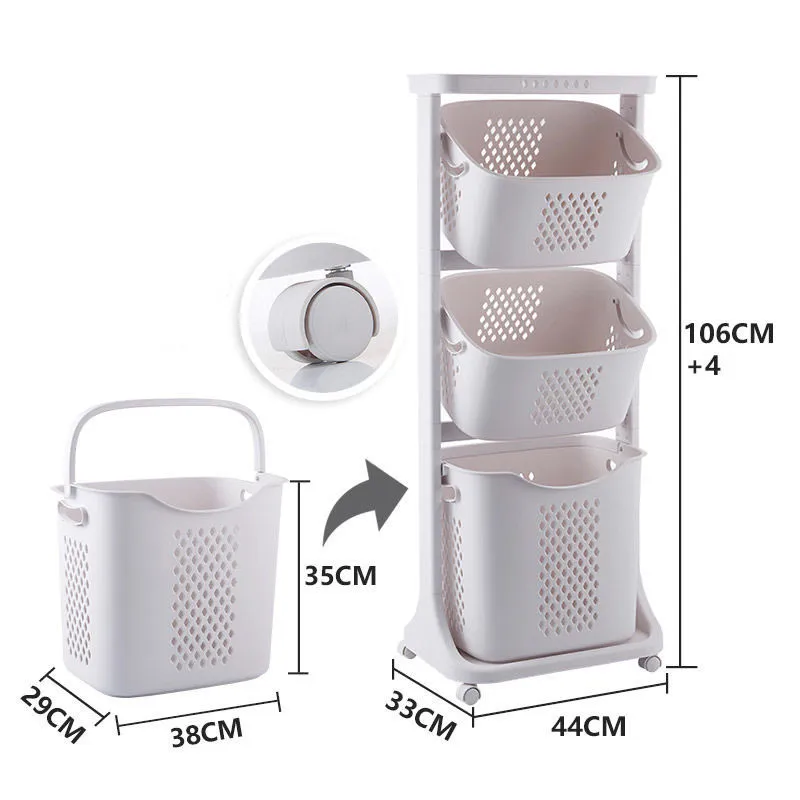 Factory Price Household Dirty Clothes Storage Basket Bathroom Removable Dirty Clothes Basket With Pulley Large