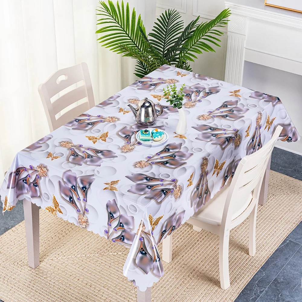 Custom Rose Floral Printed Decorative Plastic PVC Table Cover