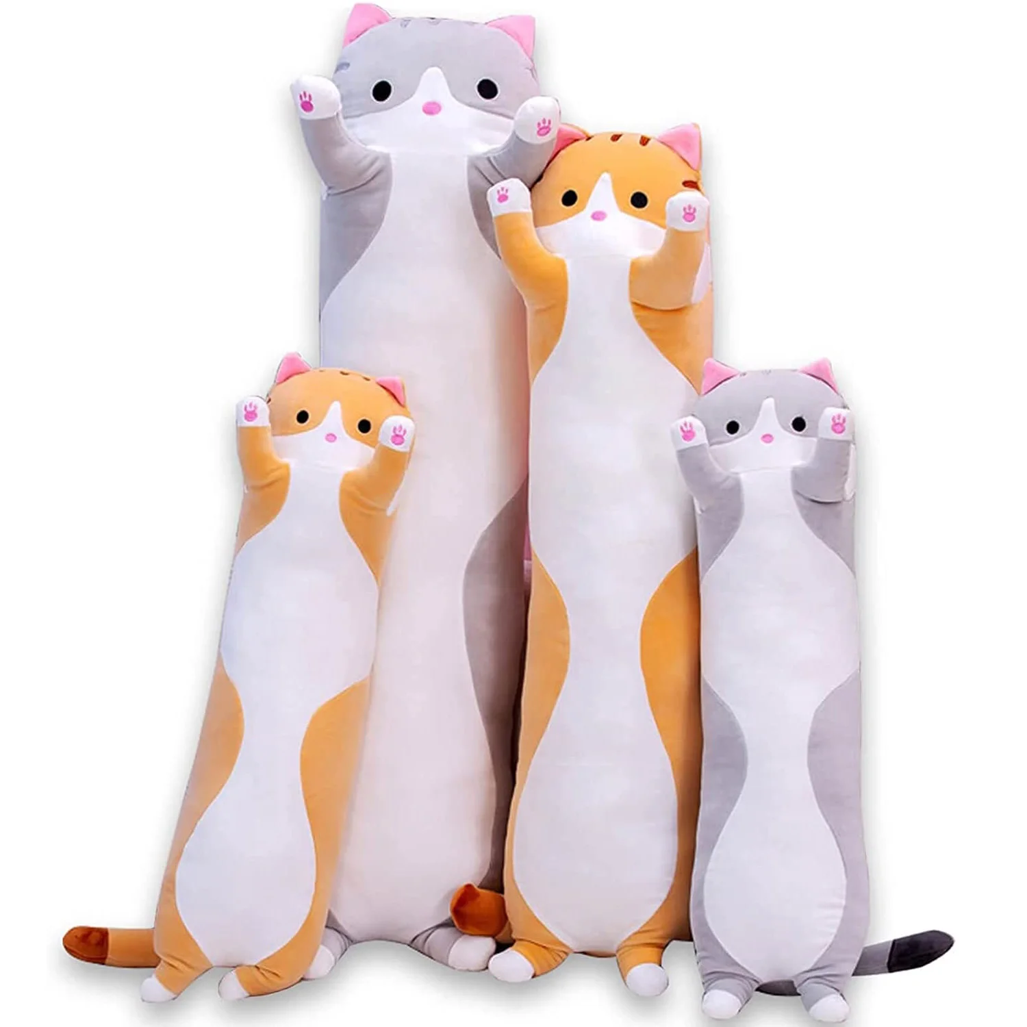 Plush Toy Factory Custom Made Elastic Soft Stuffed Animal Cat Toys Long Plushie Pillow for Kids Hugging Cuddle Cartoon Dolls