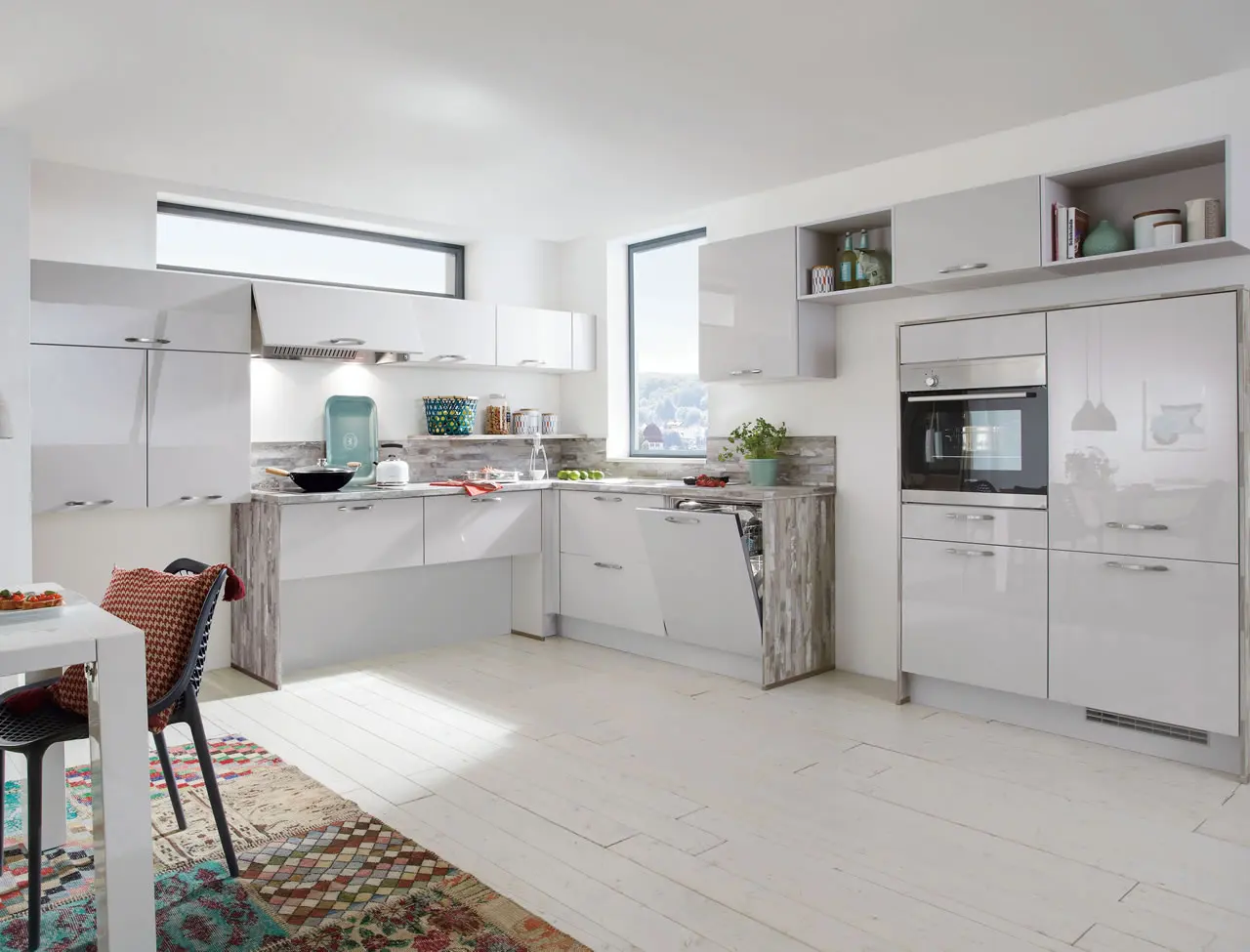 made in China modorn design Soft Close Ceramics&Wooden/aluminum L Shape Kitchen Cabinet