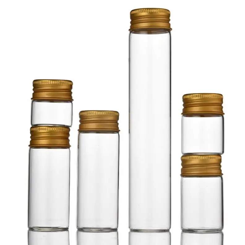 Diameter 30mm Custom Logo High borosilicate test tube bottle glass vials Clear Match Storage Jar with screw cap