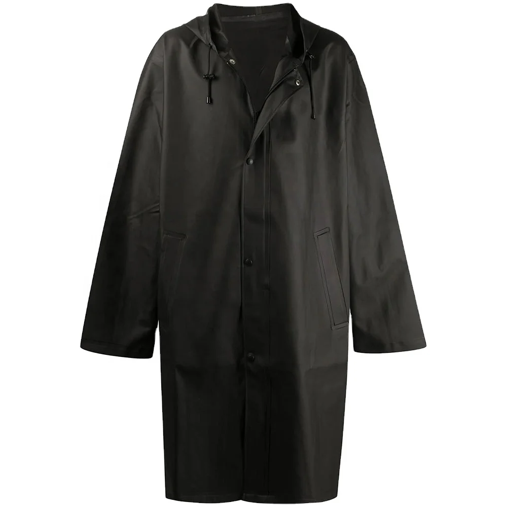 Customized style PU material overall raincoat buttons long shirt raincoat poncho