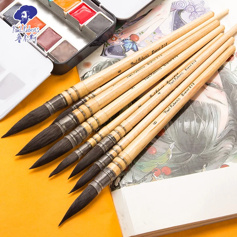 Paul Rubens акварель кисти ручка, ручка для краски, акриловые белки волос тимберленд желтого цвета эмалированный держатель для рукоделия для художника L818-7 #