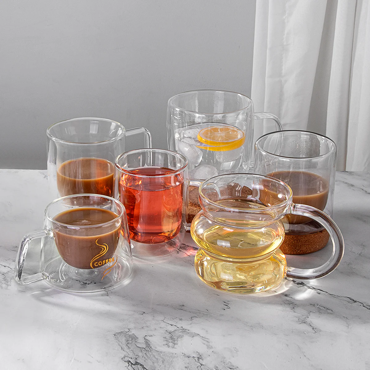 High borosilicate Creative bar double-layer glass cup transparent insulated water cup  beer mug imprisoned pirates