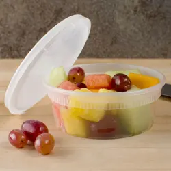 16 oz Freezer Safe Stackable Plastic Deli Cup With Airtight Lids Food Storage Soup Containers