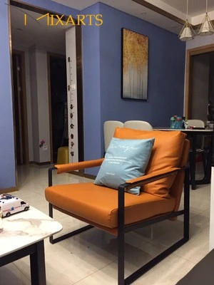 
Modern designer metal living room single armchair leather leisure lounge arm chairs 