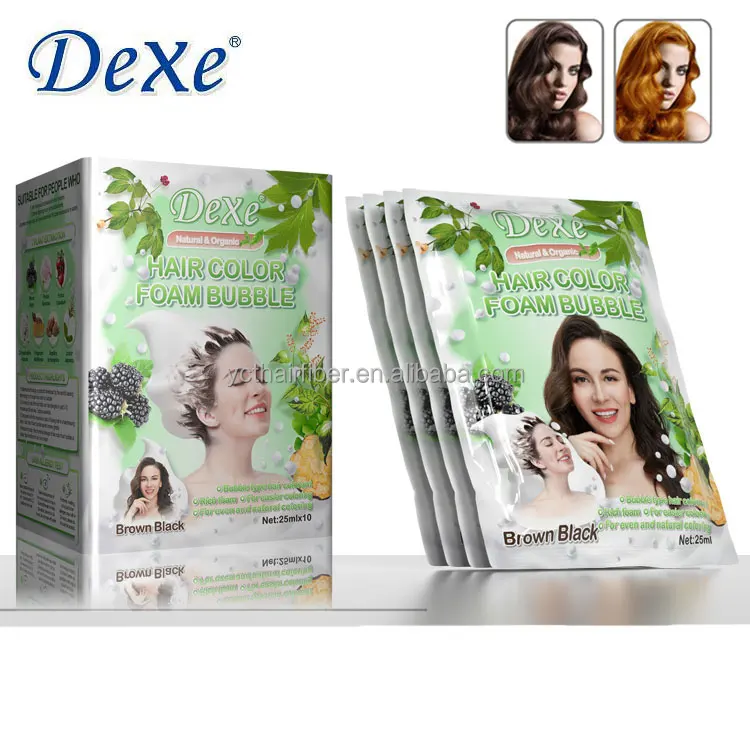 Dexe top supplier fast wash black hair shampoo 5 minutes anti gray hair black color shampoo