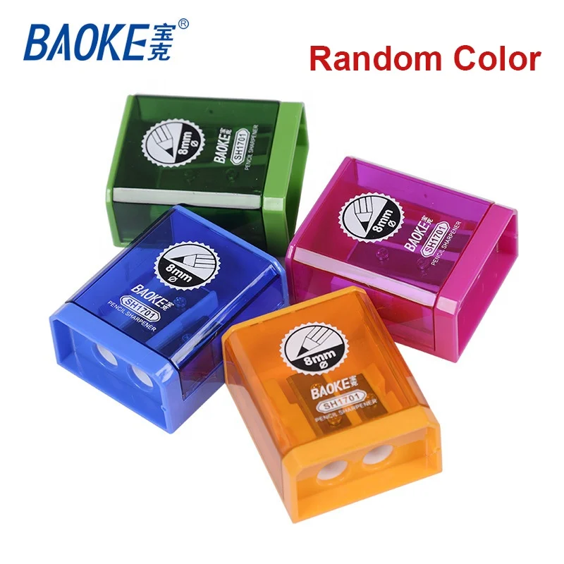 BAOKE 1PC 2 holes plastic pencil sharpeners manual for Art Suppliers/Student/School/Stationery