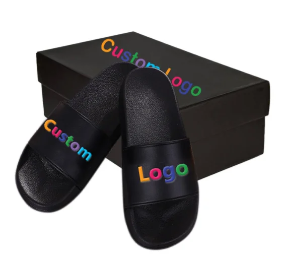 OEM custom children slide shoes and sandals PVC, custom Logo slippers children pure blank slide sandals